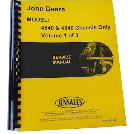 Aftermarket Service Manual Chassis Only Manual Fits John Deere Tractor 4840 4640 RAP82021